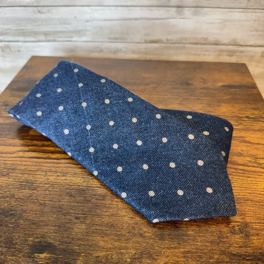 Italio Ferretti Men’ Navy Blue Polka Dot Wool Tie